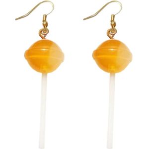 Fako Bijoux® - Oorbellen - Lolly Op Een Stokje - 15x78mm - Geel