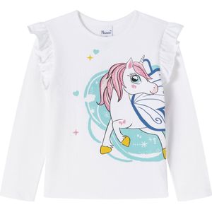 Newness Kids – shirtje met unicorn en glitters – wit – maat 140