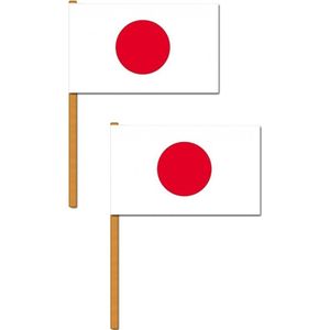 Set van 2x stuks luxe grote zwaaivlaggen Japan 30 x 45 cm - Japanse feestartikelen en versieringen