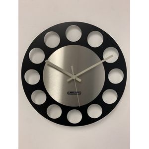 Wandklok CHANTALBRANDO -- BLACK & SILVER TORNADO 34 -- MODERN DESIGN --