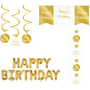 Verjaardagspakket goud Happy Birthday