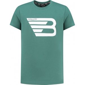 Ballin Amsterdam - Jongens Slim fit T-shirts Crewneck SS - Faded Green - Maat 16