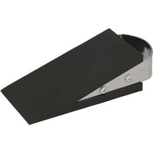 Antislip Rubber Deurstopper met Roestvrijstalen Handgreep - 12x5x3 cm, Zwart
