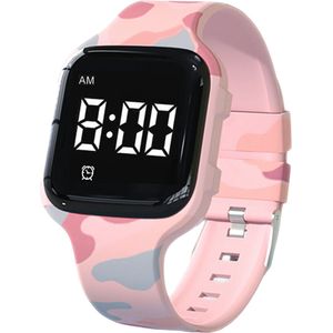 R15 Kinderhorloge – medicijnalarm - plaswekker - herinneringshorloge – 15 alarmmomenten – camouflage roze