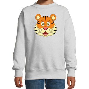 Cartoon tijger trui grijs voor jongens en meisjes - Kinderkleding / dieren sweaters kinderen 98/104