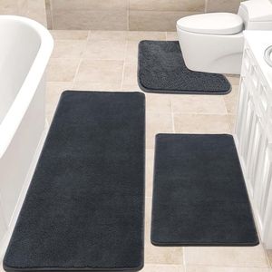Extra grote badmat 150 x 60 cm microvezel badmatten voor badkamer absorberend badkamertapijt antislip anti schimmel badkamermat, wasbaar tapijten voor slaapkamer, badkamer, lange grijze badmat