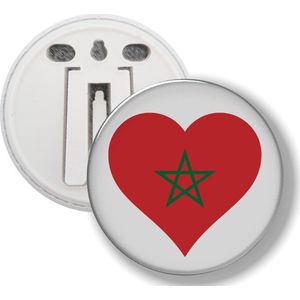 Button Met Clip - Hart Vlag Marokko