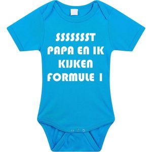 Rompertjes baby - papa en ik kijken formule 1 - baby kleding met tekst - kraamcadeau jongen - maat 80 blauw