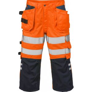 Fristads Hi Vis 3/4 Broek Klasse 2 2027 Plu - Hi-Vis oranje/marineblauw - C56