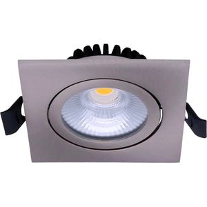 Led Inbouwspot Zilver Laom – Vierkant – 6 watt – Dimbaar – Hoge kwaliteit - Extra Warm Wit - IP44 - Geschikt voor Woonkamer, Badkamer en Keuken - Plafondspot Satin - Ø75 mm