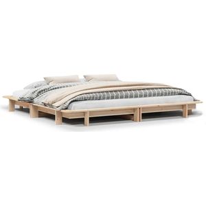 vidaXL - Bedframe - zonder - matras - massief - grenenhout - 200x200 - cm