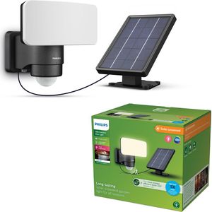 Philips Tylus beveiligingslamp - UltraEfficient LED - Solar buitenlamp - Helder warm licht; 3000K - Zwart - Bewegingssensor - Schemersensor - Zonne-energie