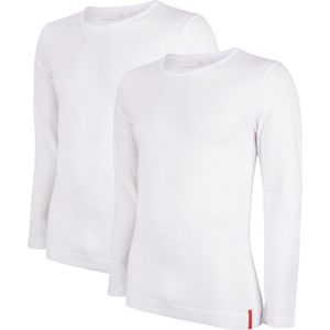 Undiemeister T-shirt - T-shirt heren - Slim fit - Longsleeve - Gemaakt van Mellowood - Crew Neck - Chalk White (Wit) - 2-Pack - XL