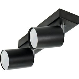 Plafondlamp geschikt voor 2 spotjes - Draaibare Opbouwspot - Ook geschikt als Wandlamp binnen - Doa Sp 2 - Zwart