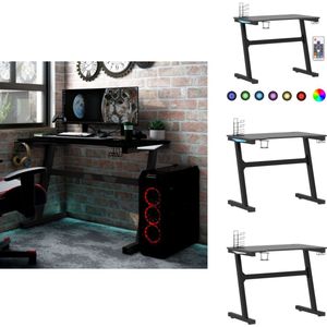 vidaXL Led-gamingbureau - Led-gamingbureaus - Gamingbureau - Gamingbureaus - Gamingbureau met Z-vormige poten LED 90x60x75 cm zwart