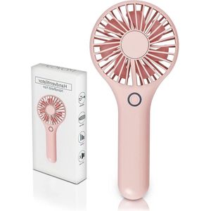 Handventilator met 10 uur batterijduur en 3 windstanden - Roze mini-ventilator met USB oplaadkabel