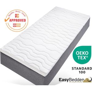 EasyBedden® 160x200 Topmatras – circa 7 cm dik - HR 45 Koudschuim -Premium tijk - Afritsbaar en wasbaar - Topper Matras Topdek - Climate Motion Control – 100% velig