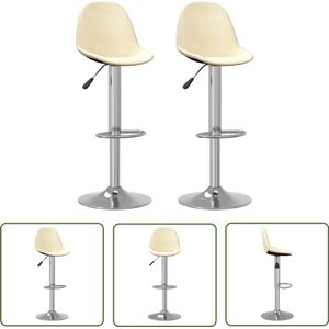 vidaXL Barkrukken - Set van 2 - crèmekleurig - Verstelbaar Barstoel - Kruk - Stoffen Barkruk - Barkrukken Set - Eetkamerstoel