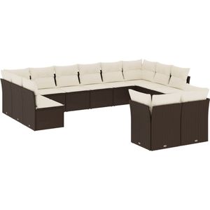vidaXL Loungeset - 12-delig - Bruin - Inclusief kussens Loungebank - Tuinset - Lounge Set - Buitendecoratie - Outdoor Furniture