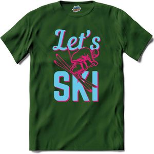 Let's Ski | Skiën - Bier - Winter sport - T-Shirt - Unisex - Bottle Groen - Maat XXL