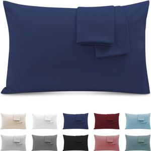 Kussenslopen 50x90 cm Set van 2 - Ademend en Hypoallergeen Microvezel met Onzichtbare Rits - Blauw