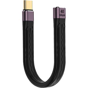 DrPhone CHX15 USB C Vrouwelijk naar USB C Mannelijk Verleng Kabel - Thunderbolt 4/ USB4 100W - 40Gbps Data Overdracht - Ondersteunt 8K Display – FPC TPE Flexibel - Zwart