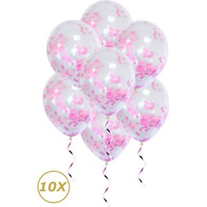 Roze Helium Ballonnen Confetti Gender Reveal Geboorte Feest Versiering Ballon Roze Papier Decoratie - 10 Stuks