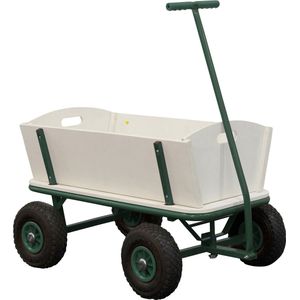 Sunny Billy Beach Wagon Bolderkar Groen - Blank hout - Bolderwagen met luchtbanden - 94x61x97cm