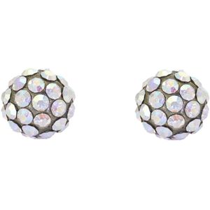 Behave – Oorstekers met Swarovski – Regenboog kristal – 1 cm – Vintage goudkleur