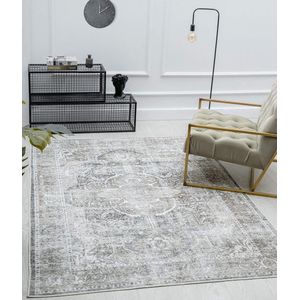 Vloerkleed vintage 120x170 cm - Wasbaar - voor binnen - laagpolig - katoenen ondertapijt - oosterse stijl - ZEN tapijt by The Carpet