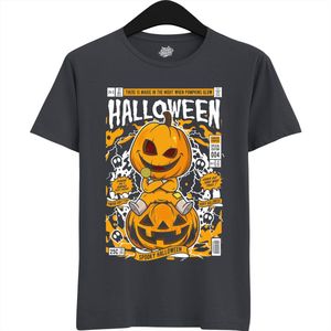 Pumpkin Magazine - Halloween Spook Dames / Heren Unisex Shirt - Grappig Kostuum Shirt Idee Voor Volwassenen - T-Shirt - Unisex - Mouse Grijs - Maat XXL