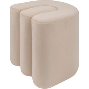 Atmosphera Bolan fluwelen poef - 40x40cm - Beige