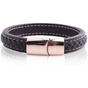 Armband Heren - Armband Mannen - Armband Dames - Heren Armband - Armband - Leer met Goudkleurige Schakel - Leron