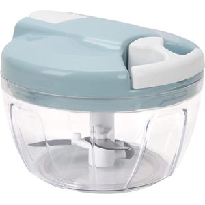 Uiensnijder, handmatig, groentesnijder met roestvrijstalen messen, extra 1 mixer, uienhakmolen, multihakmolen met trekkoord, 5 seconden hakken en mengen (blauw-520 ml)