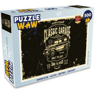 Puzzel Mancave - Auto - Retro - Zwart - Legpuzzel - Puzzel 500 stukjes