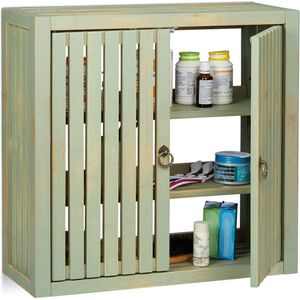 hangkast bamboe - 2 deuren - 50 x 52 x 20 cm - wandkast badkamer - keuken