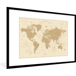 Fotolijst incl. Poster - Wereldkaart - Vintage - Retro - 120x80 cm - Posterlijst