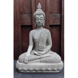 Boeddhabeeld Thais handreiking aarde steengrijs - 39 - Polyresin - S