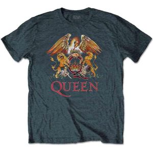 Queen - Classic Crest Heren T-shirt - L - Grijs