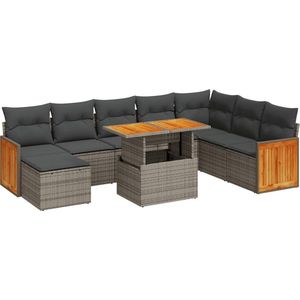 vidaXL Loungeset 9-delig - Rattan - Grijs