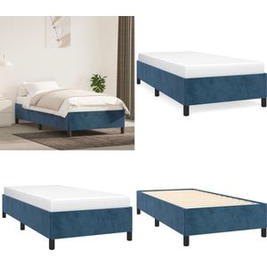 vidaXL Bedframe zonder matras 90x200 cm fluweel donkerblauw - Bedframe - Bedframes - Bed - Ledikant