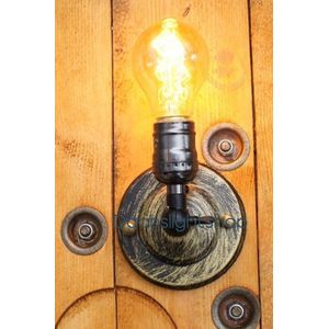 Wandlamp Gigi verstelbaar industrieel / klassiek en decoratieve ronde lamp. Met verstelbare zwarte fitting E27.