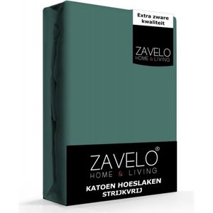 Zavelo Hoeslaken Katoen Strijkvrij Petrol - Lits-jumeaux (160x200 cm) - Hoogwaardige Kwaliteit - Rondom Elastisch - Perfecte Pasvorm