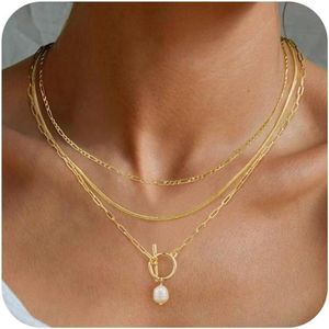 Eenvoudige meerlaagse gouden chokerketting voor dames - roze