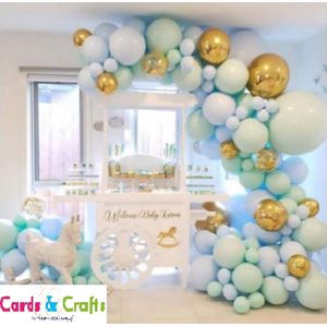 Cards & Crafts Ballonnenboog - 107 delige Ballonnen set - Babyblauw / Babyshower jongen