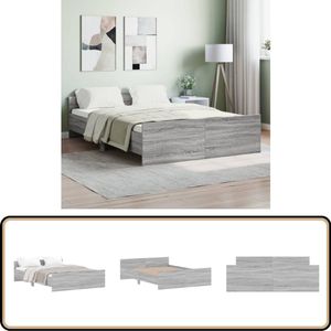 vidaXL Bedframe Grijs Sonoma 140x190 cm Bed Frame - Houten Bed - Slaapcomfort - Bedbank - Boxspring