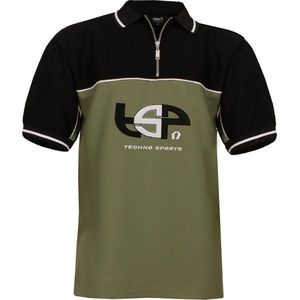 Heren Jaren 50 Look poloshirt van ons merk A’prox Groen met rits: Maten L