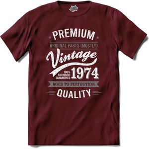 Vintage Legend Sinds 1974 - verjaardag en feest cadeau - Kado tip - T-Shirt - Unisex - Burgundy - Maat XXL