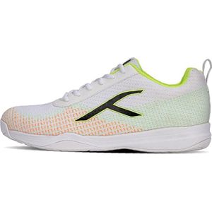 HUNDRED Blade Lite Non Marking Badminton Schoenen (White/Lime/Orange/Black, 8UK/9US/42EU) | Unisex | Materiaal: Gebreid bovenwerk & rubberen zool | Perfect voor squash, tafeltennis, volleybal, basketbal & zaalsporten | Lichtgewicht & zeer duurzaam