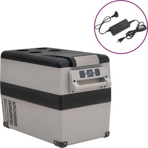 vidaXL-Koelbox-met-handvat-en-adapter-55-L-PP-&-PE-zwart-en-grijs